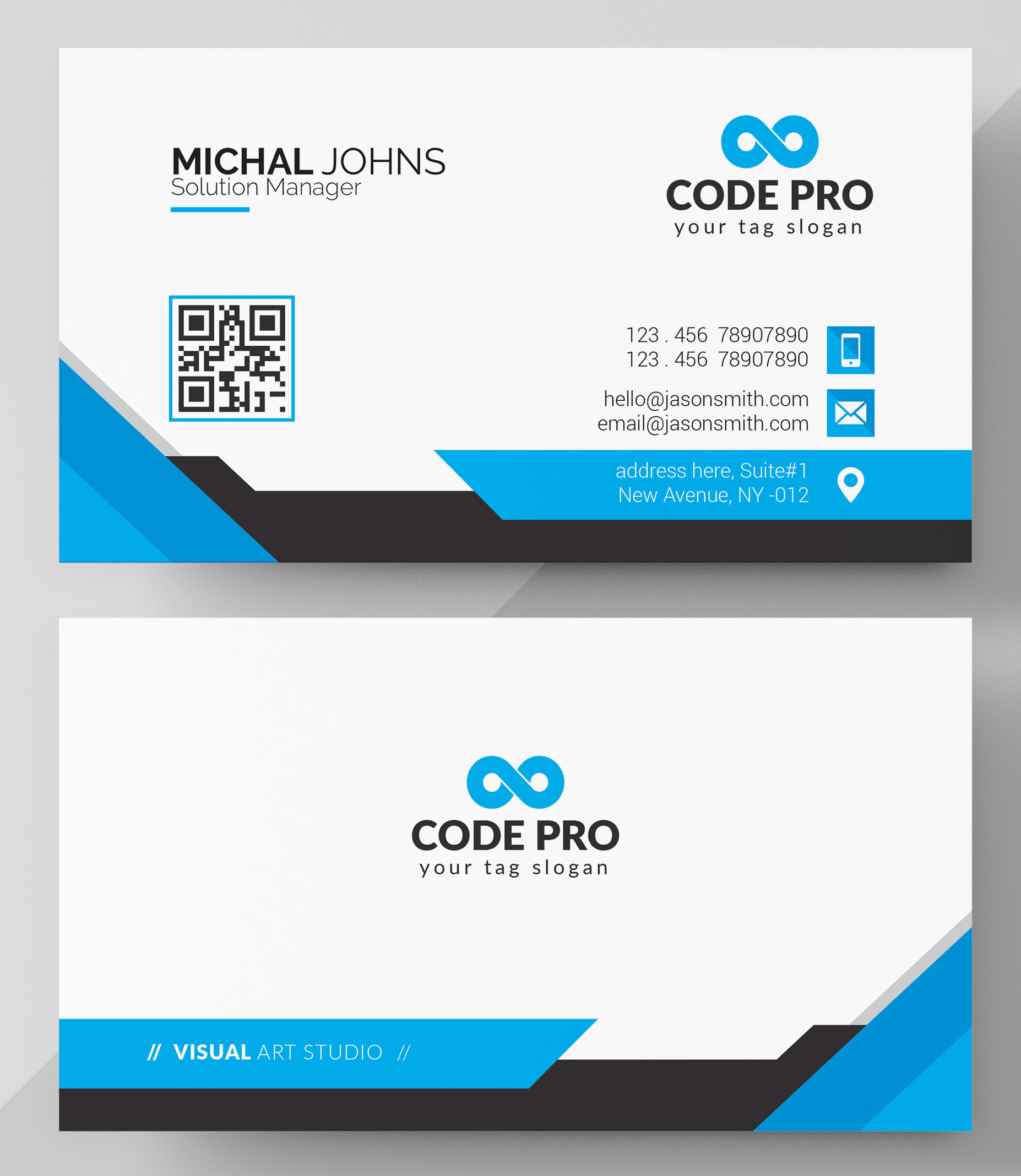 Blue & White Business Cards